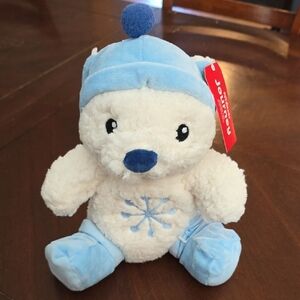 Squeaky Blue and White Plush Dog Toy